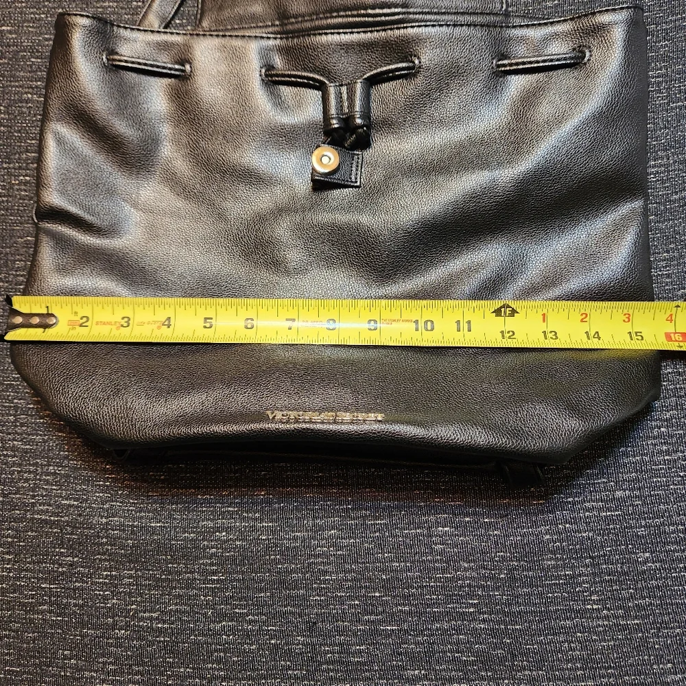 Victoria Secret Faux Leather Black Backpack Travel Bag